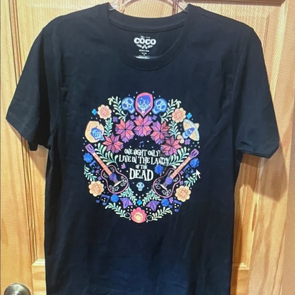 Coco Black Graphic Tee with Colorful Design